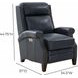 Barrett Barone Navy Blue Leather Lounge Power Recliner with USB Charging and Nailhead Trim