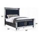 Varian II Dark Navy and Silver King Upholstered Panel Bed with Nailhead Trim