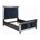 Varian II Dark Navy and Silver Upholstered Panel Bedroom Set with Nailhead Trim
