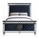 Varian II Dark Navy and Silver Upholstered Panel Bedroom Set with Nailhead Trim