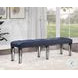 Varian II Dark Navy Velvet Black and Silver Mirrored 60" Upholstered Bench