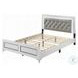 Casilda Gray Synthetic Leather and White Queen Upholstered Bed with LED Lighting