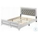 Casilda Gray Synthetic Leather and White Queen Upholstered Bed with LED Lighting