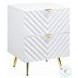 Gaines White High Gloss 2 Drawer Nightstand