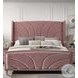 Salonia Pink Velvet Upholstered Platform Bedroom Set