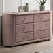 Salonia Pink Upholstered 6 Drawer Glass Top Dresser