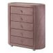 Salonia Pink Upholstered 5 Drawer Glass Top Chest