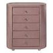 Salonia Pink Upholstered 5 Drawer Glass Top Chest