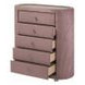 Salonia Pink Upholstered 5 Drawer Glass Top Chest