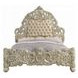 Sorina Beige and Antique Gold King Upholstered Panel Bed