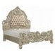 Sorina Beige and Antique Gold King Upholstered Panel Bed