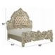 Sorina Beige and Antique Gold King Upholstered Panel Bed