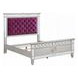 Varian Burgundy and Silver Twin Upholstered Panel Bed with Nailhead Trim