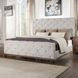 Andria Reclaimed Oak and Beige King Upholstered Panel Bed