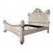 Vendome Beige and Antique Pearl King Upholstered Panel Bed with Nailhead Trim