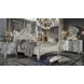 Vendome Beige and Antique Pearl King Upholstered Panel Bed with Nailhead Trim