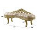 Cabriole Light Gold Upholstered Accent Bench with Tufted and Nailhead Trim