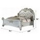 Vendome Beige and Antique Pearl California King Upholstered Panel Bed with Nailhead Trim