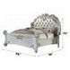 Vendome Antique Pearl King Upholstered Panel Bed with Nailhead Trim
