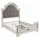 Florian Gray and Antique White King Upholstered Panel Bed