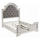 Florian Gray and Antique White Queen Upholstered Panel Bed