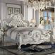 Dresden Bone White Queen Upholstered Panel Bed with Nailhead Trim