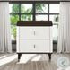 Carena White and Walnut 2 Drawer Nightstand with USB Charging