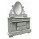 Flora Gray Oval Dresser Mirror with Jewelry Storage