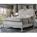 Dresden Bone White Queen Upholstered Sleigh Bed with Nailhead Trim