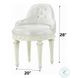 Dorothy Pearl White Synthetic Leather and Ivory Vanity Chair with Swivel