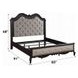 Chelmsford Beige and Antique Black King Upholstered Panel Bed with Nailhead Trim
