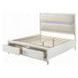 Tarian Cream and Pearl White King Upholstered Storage Panel Bed with LED