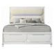 Tarian Cream and Pearl White King Upholstered Storage Panel Bed with LED