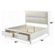 Tarian Cream and Pearl White King Upholstered Storage Panel Bed with LED