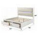 Tarian Cream and Pearl White Queen Upholstered Storage Panel Bed with LED