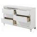 Tarian Cream and Pearl White Upholstered Storage Panel Bedroom Set with LED