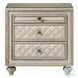 Lucienne Beige Velvet 3 Drawer Nightstand