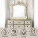 Lucienne Beige Upholstered Free Form Dresser Mirror with LED and Nailhead Trim