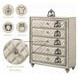 Lucienne Beige Upholstered 5 Drawer Chest