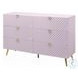 Gaines Pink High Gloss 6 Drawer Dresser