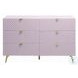 Gaines Pink High Gloss 6 Drawer Dresser