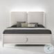 Laveda Light Gray Boucle and Pearl White Eastern King Upholstered Bed with LED Lighting