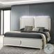 Laveda Light Gray Boucle and Pearl White Eastern King Upholstered Bed with LED Lighting
