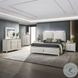 Laveda Light Gray Boucle and Pearl White Eastern King Upholstered Bed with LED Lighting