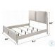 Laveda Light Gray Boucle and Pearl White Queen Upholstered Bed with LED Lighting