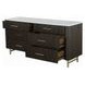 Clayten White and Espresso 6 Drawer Dresser with Marble Top