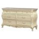 Chantelle Pearl White 7 Drawer Marble Top Dresser