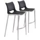 Ace Black And Brushed Stainless Steel Bar Stool Set Of 2