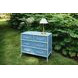 Beckett Dyed Grasscloth and Light Blue Matte Lacquer 4 Drawer Chest