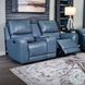 Bel Air Persian Blue Leather 76" Lay Flat Power Reclining Console Loveseat with Power Headrest and USB Charging